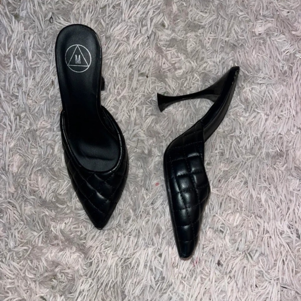 R & M Richards Black Quilted Mules